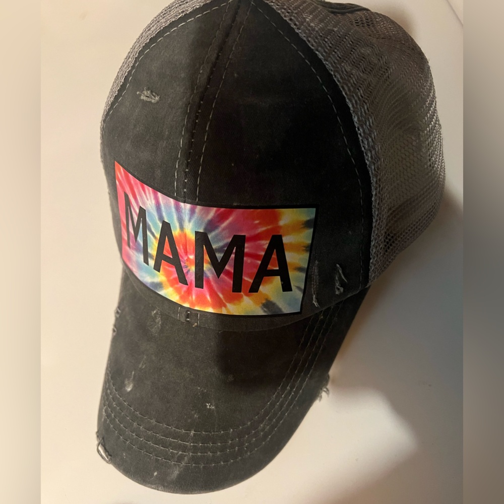 Black and Tie-Dye 'MAMA' Cap